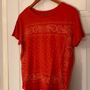 Lucky Brand Jeans Red Paisley T-Shirt
